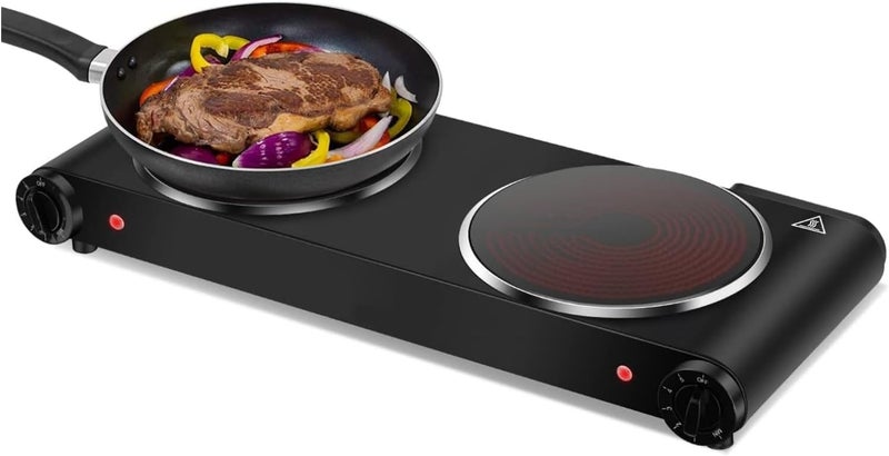 CUKOR 1800W Dual Infrared Burner Electric Hot Plate, High Power for Fast Cooking, 7 Inch Ceramic Glass Portable Electric Stove with Adjustable Temperature Control, Upgraded Version - Image 1